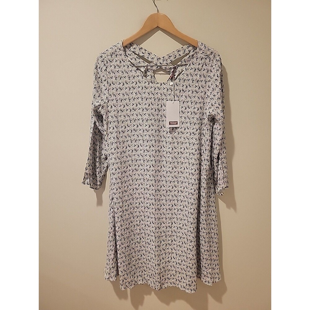 NWT Comptoir des Cotonniers Swing Dress Dainty Floral Print Criss Cross Back L